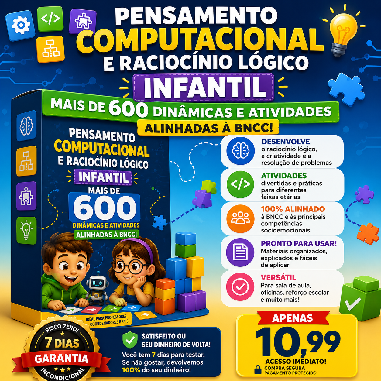 Pensamento Computacional e Raciocínio Lógico Infantil — material completo